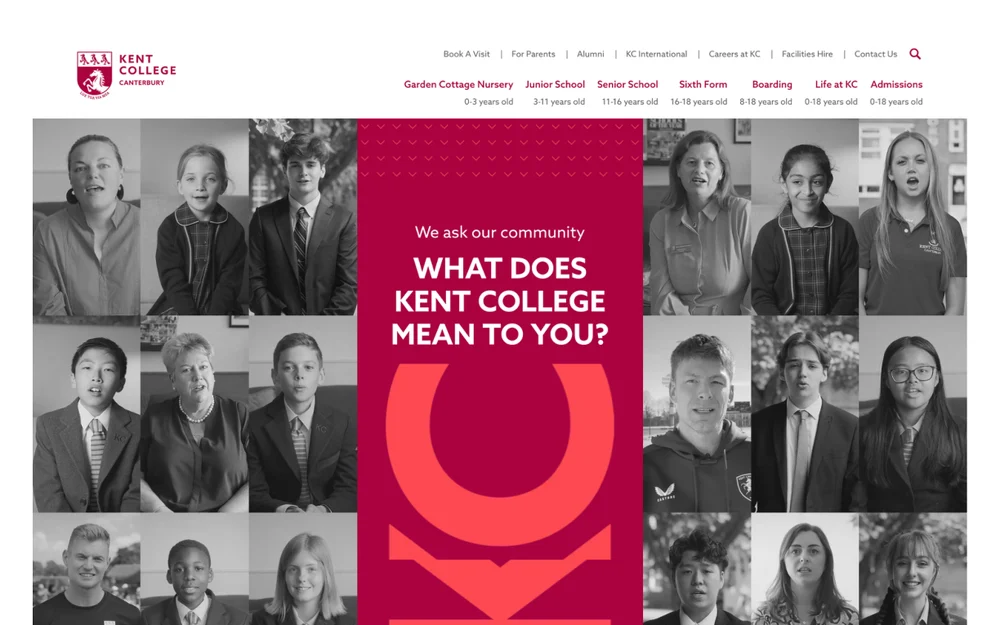 Homepage design of Kent College, Canterbury