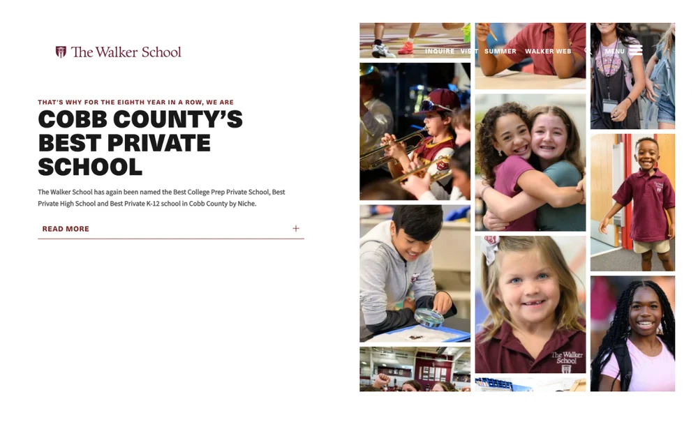 Homepage design of The Walker School