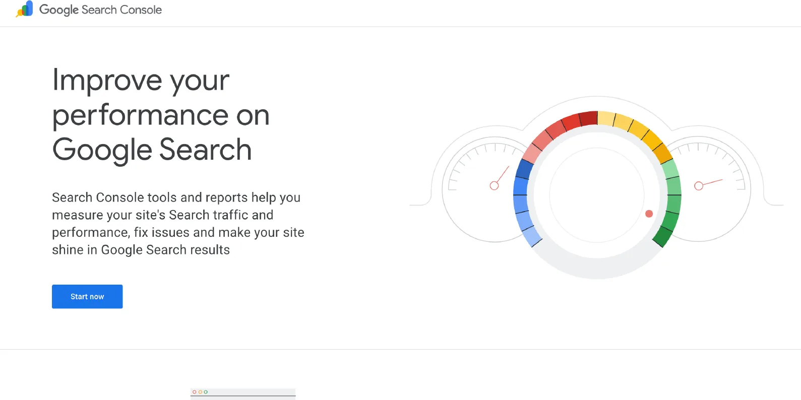 Google Search Console overview page for improving Search performance